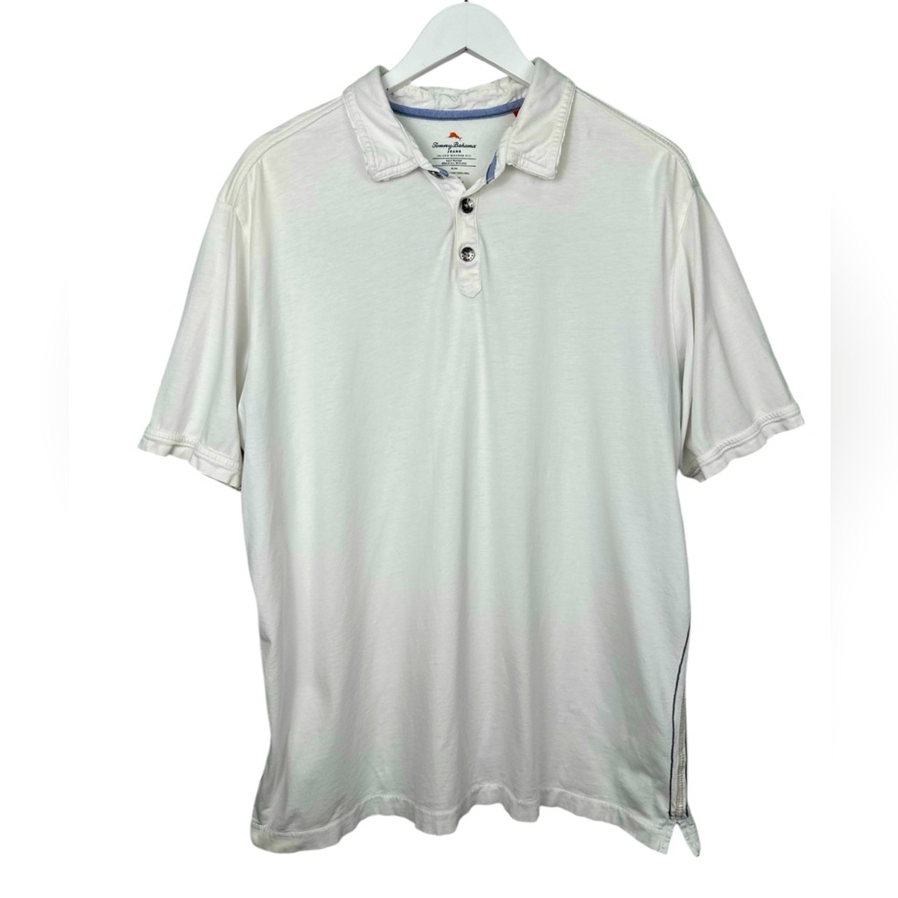 Tommy Bahama Island Modern Fit Pima Cotton White Polo Size XL